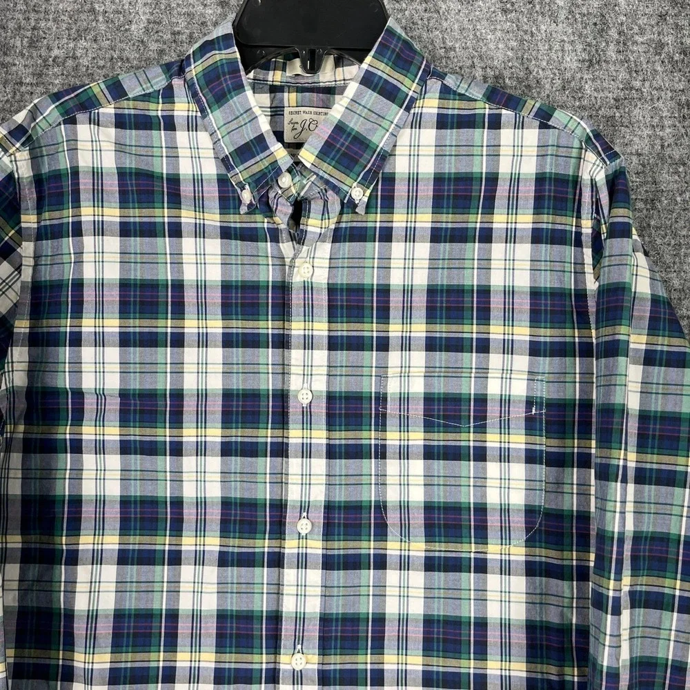 J.‎ Crew Shirt Mens M Classic Fit Plaid Secret Wash Shirting 100s 2-Ply Yarns